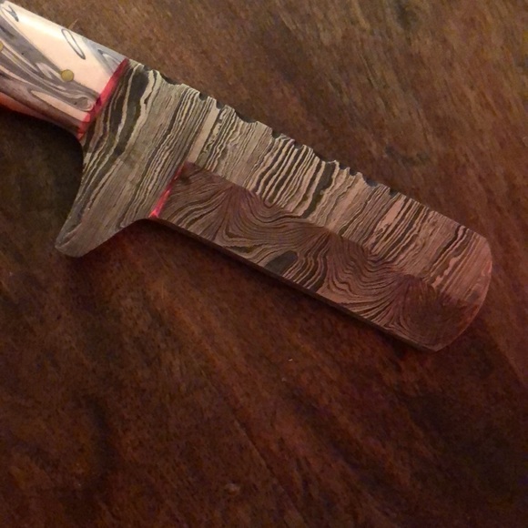 Beautiful Damascus Mini Cleaver/Chopper with Leather Sheath (Bullcutter) - Picture 6 of 7